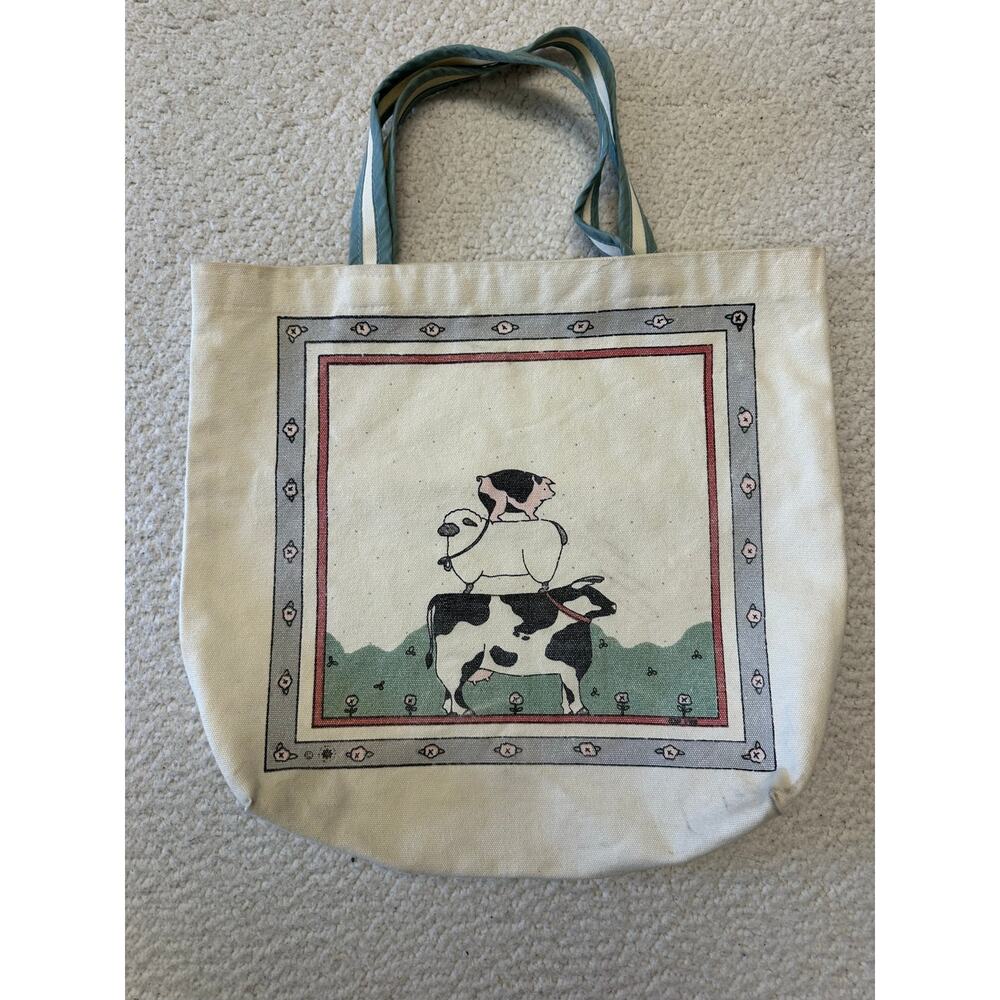 Vintage Cow Sheep Pig Canvas Bag